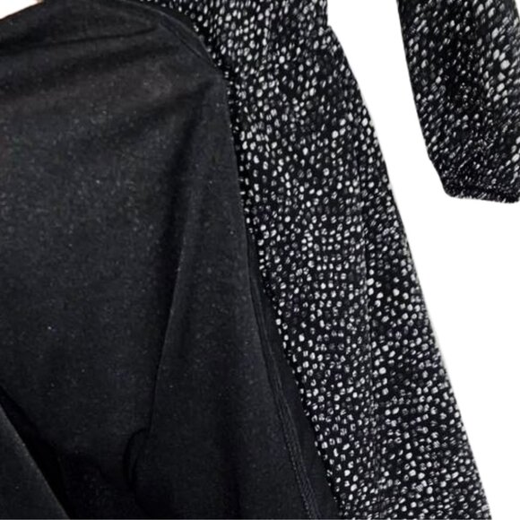 H&M Fit & Flare V-Neck Dress Size 8 - Black White Speckle Print Long Sleeve Mini - Picture 10 of 15